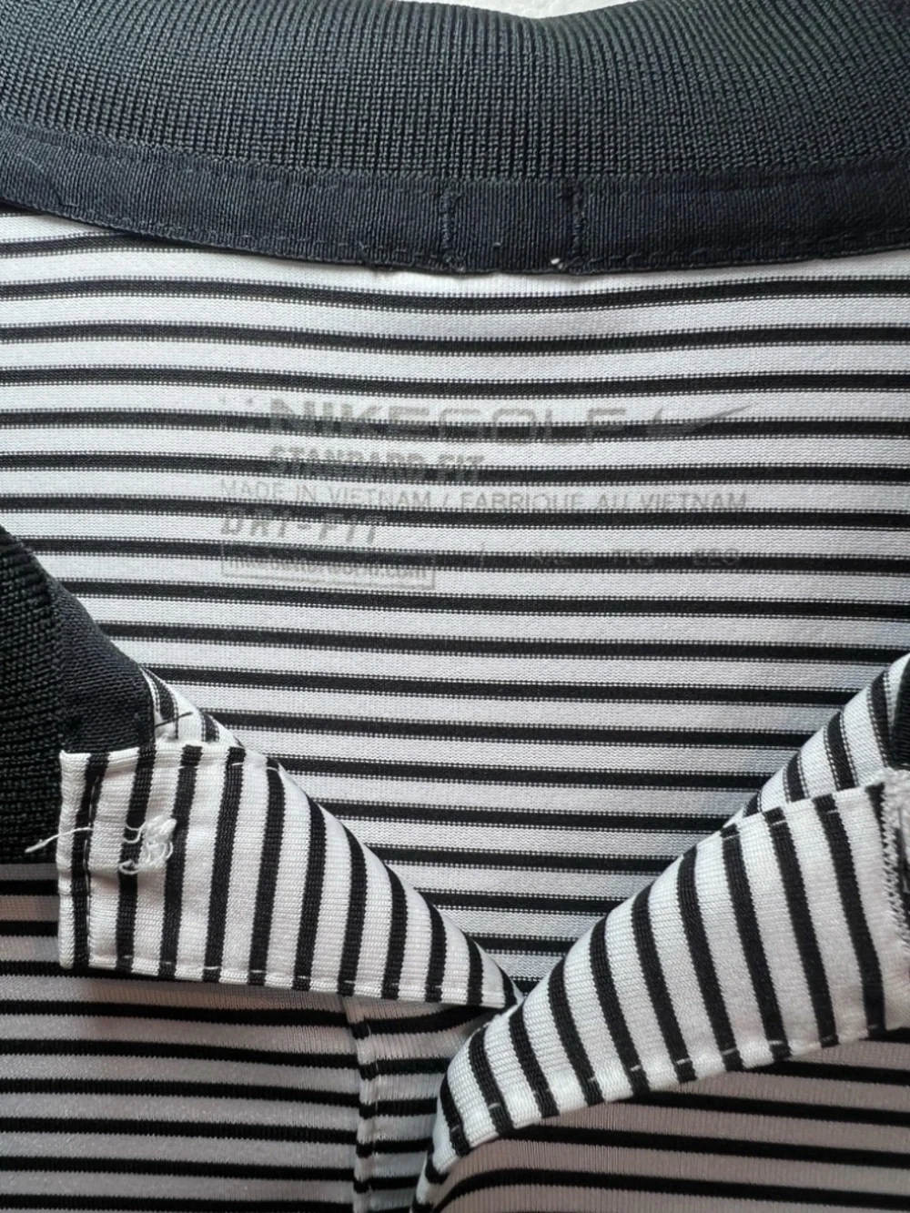 Nike Dri-Fit Golf Polo Shirt Black White Striped Performance Breathable Size XXL